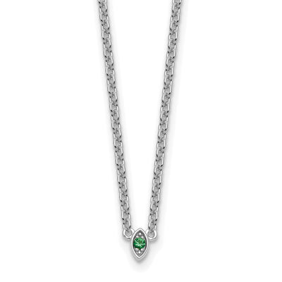 14K White Gold 1 Synthetic Birthstone Mother's Necklace