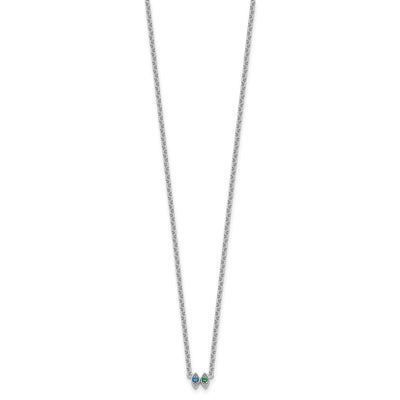 14K White Gold 2 Synthetic Birthstone Mother's Necklace