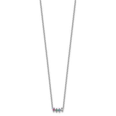 14K White Gold 4 Synthetic Birthstone Mother's Necklace