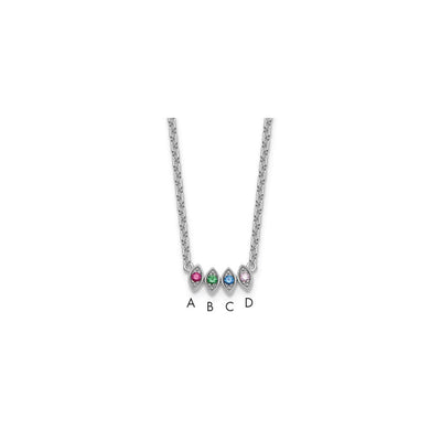 14K White Gold 4 Genuine Birthstone Mother's Necklace