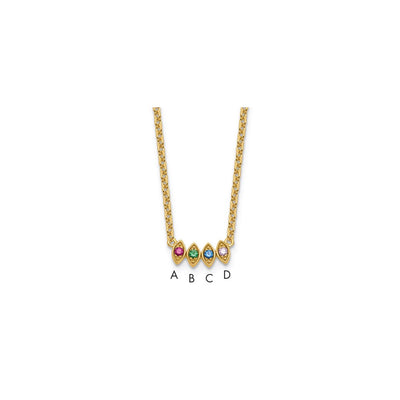 14K 4 Genuine Birthstone Mother's Necklace