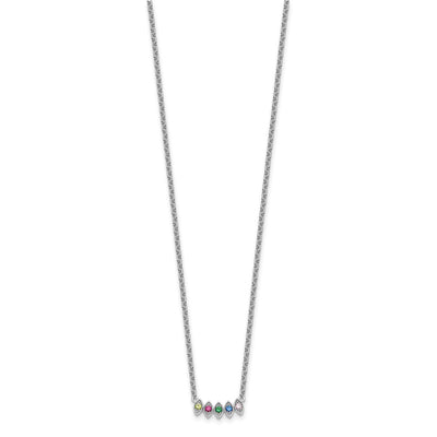 14K White Gold 5 Genuine Birthstone Mother's Necklace