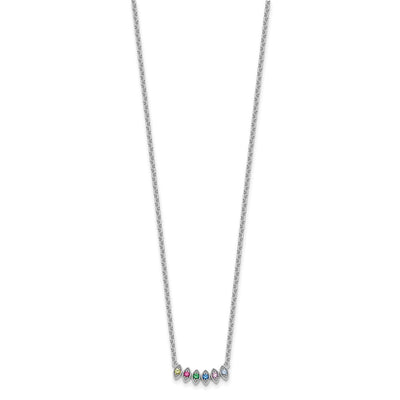 14K White Gold 6 Synthetic Birthstone Mother's Necklace
