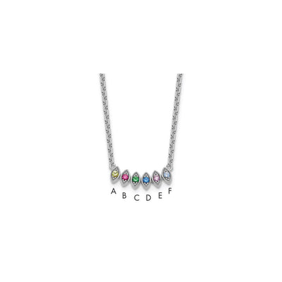 14K White Gold 6 Synthetic Birthstone Mother's Necklace