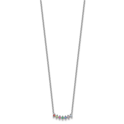 14K White Gold 7 Genuine Birthstone Mother's Necklace