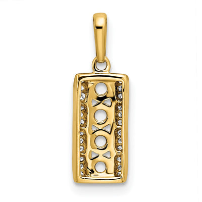 14K Family Jewelry Synthetic Stone & Diamond Set Pendant, 20 x 7mm