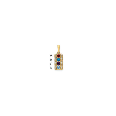14K Family Jewelry Synthetic Stone & Diamond Set Pendant, 20 x 7mm