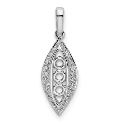 14Kw Family Jewelry Synthetic Stone & Diamond Set Pendant, 23 x 8mm
