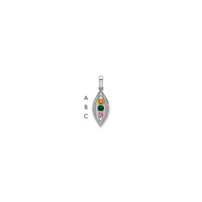 14Kw Family Jewelry Synthetic Stone & Diamond Set Pendant, 23 x 8mm
