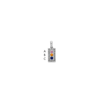 14Kw Family Jewelry Synthetic Stone & Diamond Set Pendant, 19 x 7mm