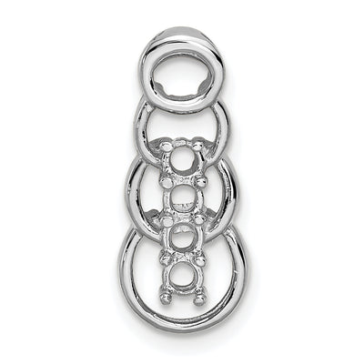 14K White Gold 4 Synthetic Stone Family Pendant, 20 x 8mm