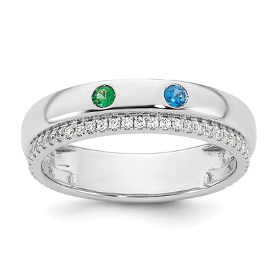 14K WG 2 Birthstone and Diamond Mother's Ring Semi-mount