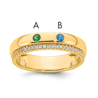 14K 2 Birthstone and Diamond Mother's Ring Semi-mount