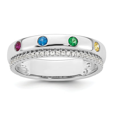 14K WG 4 Birthstone and Diamond Mother's Ring Semi-mount