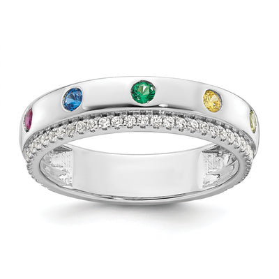 14K WG 5 Birthstone and Diamond Mother's Ring Semi-mount