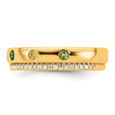14K 6 Birthstone and Diamond Mother's Ring Semi-mount