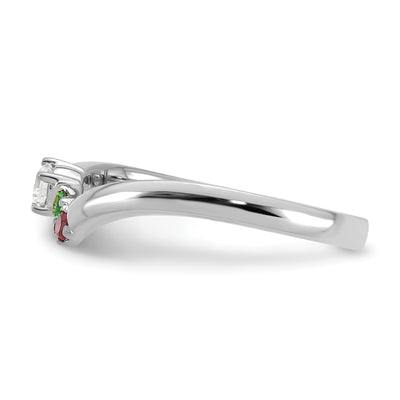 14K WG 2 Birthstone with Diamond with Mother's Ring Semi-mount