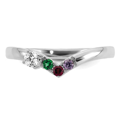 14K WG 3 Birthstone with Diamond with Mother's Ring Semi-mount
