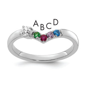 14K WG 4 Birthstone with Diamond with Mother's Ring Semi-mount