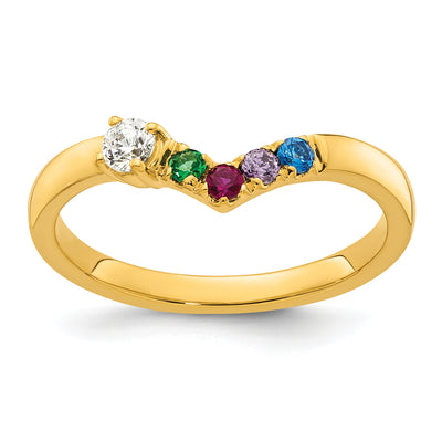 14K 4 Birthstone with Diamond Mother's Ring Semi-mount