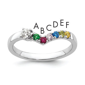 14K WG 6 Birthstone with Diamond with Mother's Ring Semi-mount