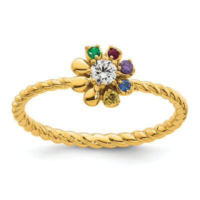 14K 5 Birthstone Flower with Diamond Mother's Ring Semi-mount