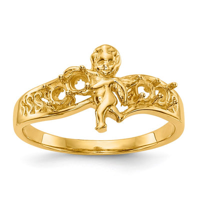 14K Polished 4-Stone Mothers Ring with Angel on Band Mounting