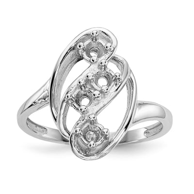 14K White Gold Polished 4-Stone Mothers Ring Mounting