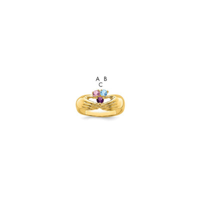 14K 3 Synthetic Stone Family Ring