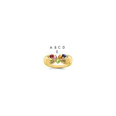 14K 5 Synthetic Stone Family Ring