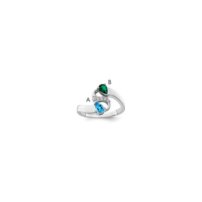 Sterling Silver Rhodium-plated Synthetic Stones & Diamond Couple Ring