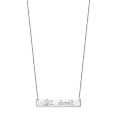 10K White Gold Medium Customized Bar Necklace