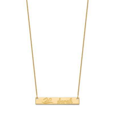 14K Yellow Gold Medium Customized Bar Necklace