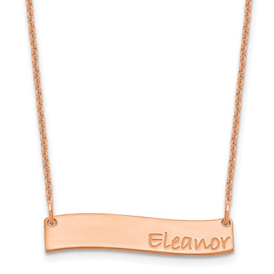 14K Rose Gold Small BRADLEY HAND Curved Bar Necklace