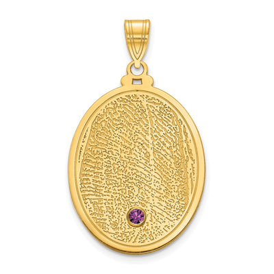 14K Yellow Gold Oval Fingerprint w/ 14K Bezel Birthstone Pendant