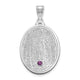 10K White Gold Oval Fingerprint w/ 14k Rhod-plated Bezel Birthstone Pendant