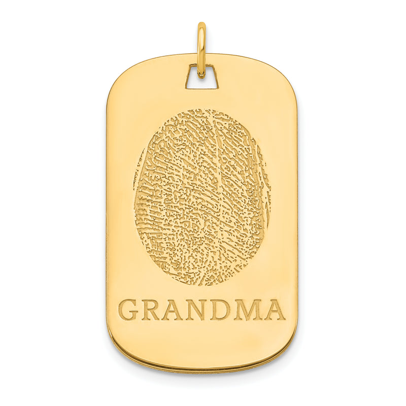 14K Yellow Gold Fingerprint Dog Tag