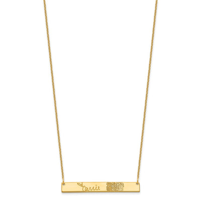 14K Yellow Gold Signature and Fingerprint Bar Necklace