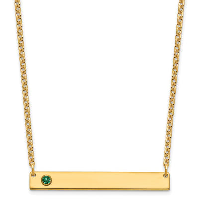 10K Yellow Gold 1 Birthstone w/ 14K Bezel Large Bar Necklace