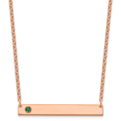 14K Rose gold 1 Birthstone w/ 14K Bezel Large Bar Necklace