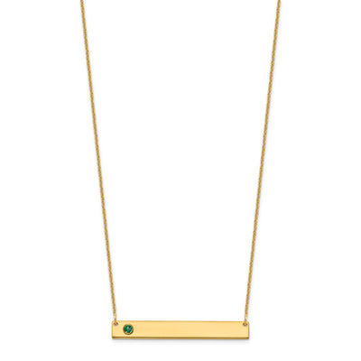 14K Yellow Gold 1 Birthstone w/ 14K Bezel Large Bar Necklace