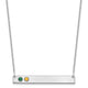 10K White Gold 2 Birthstone w/ 14k Bezel Large Bar Necklace