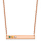 14K Rose Gold 3 Birthstone w/ 14k Bezel Large Bar Necklace