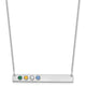 14K White Gold 4 Birthstone w/ 18k Rhodium Plated Bezels Large Bar Necklace
