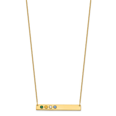 14K Yellow Gold 4 Birthstone w/ 14K Bezel Large Bar Necklace