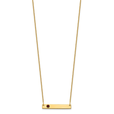 14K Yellow Gold 1 Birthstone w/ 14K Bezel Small Bar Necklace