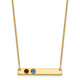14K Yellow Gold 2 Birthstone w/ 14k Bezel Small Bar Necklace