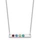 10K White Gold 4 Birthstone w/ 14k Bezel Small Bar Necklace