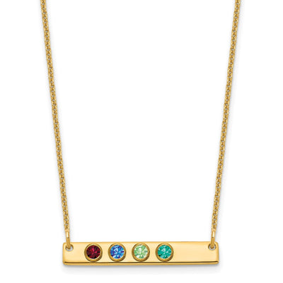 14K Yellow Gold 4 Birthstone w/ 14K Bezel Small Bar Necklace