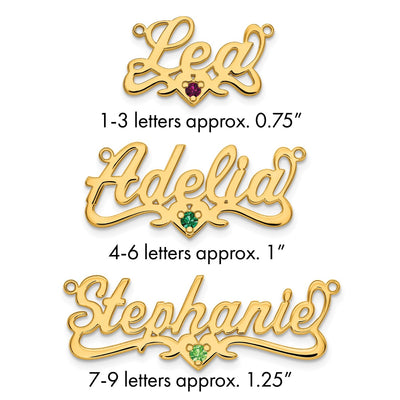 10K Yellow Gold Birthstone Heart Name Plate